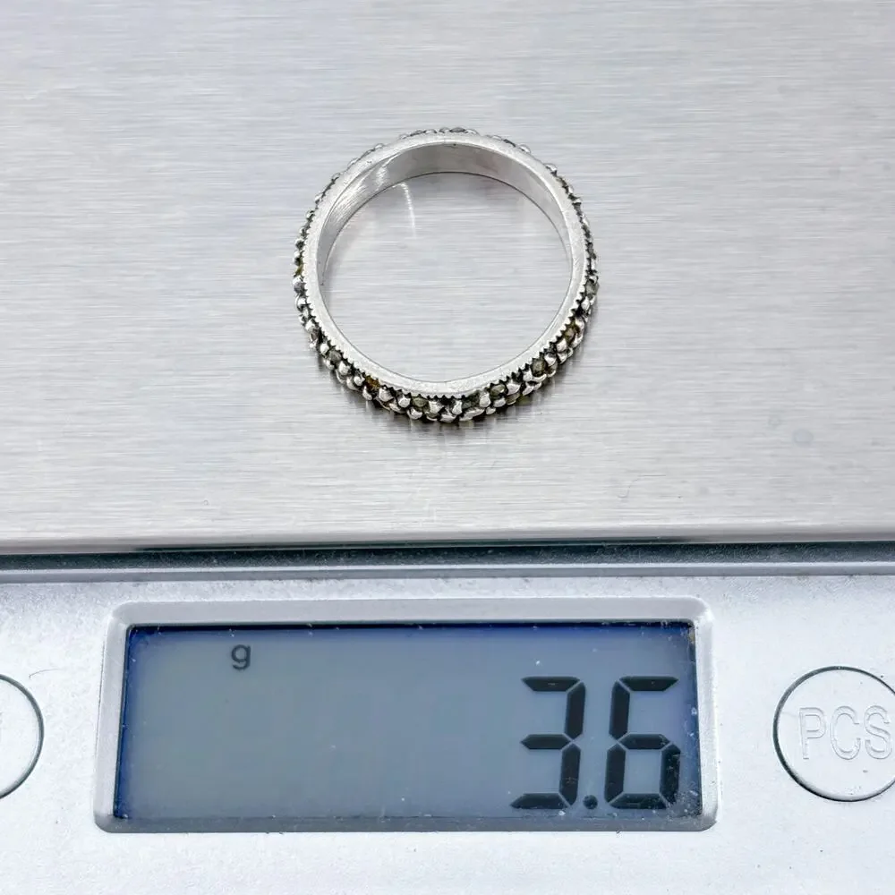 Vintage Sterling Silver 925 Marcasite Band Ring Size 7.5